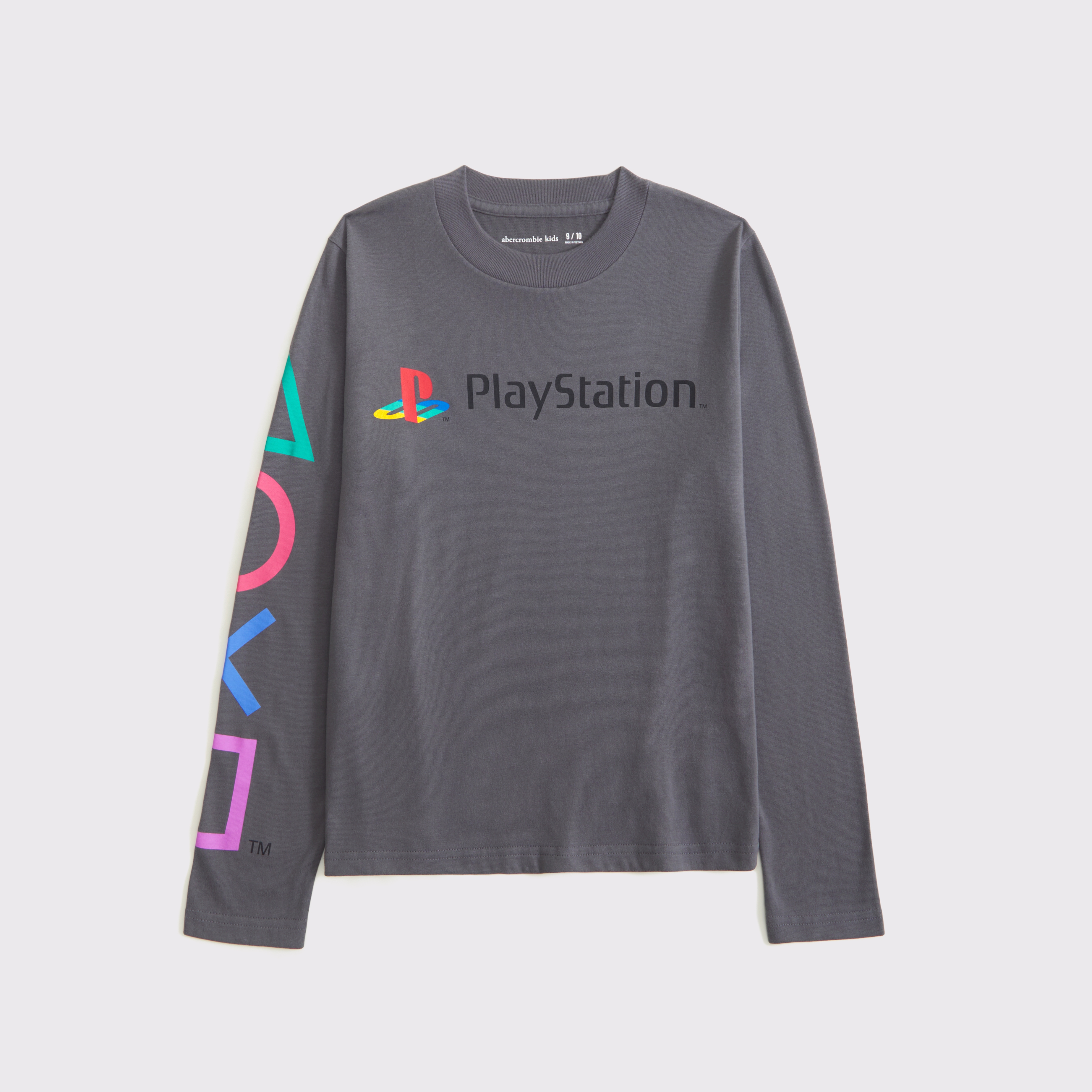 Abercrombie & Fitch Kids' Long-sleeve Playstation Graphic Tee In Gray