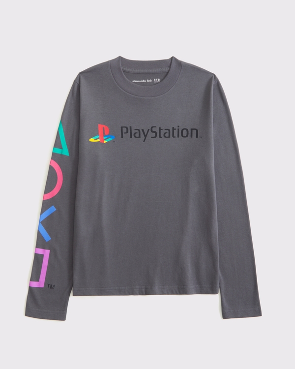 long-sleeve playstation graphic tee, Dark Gray view 1