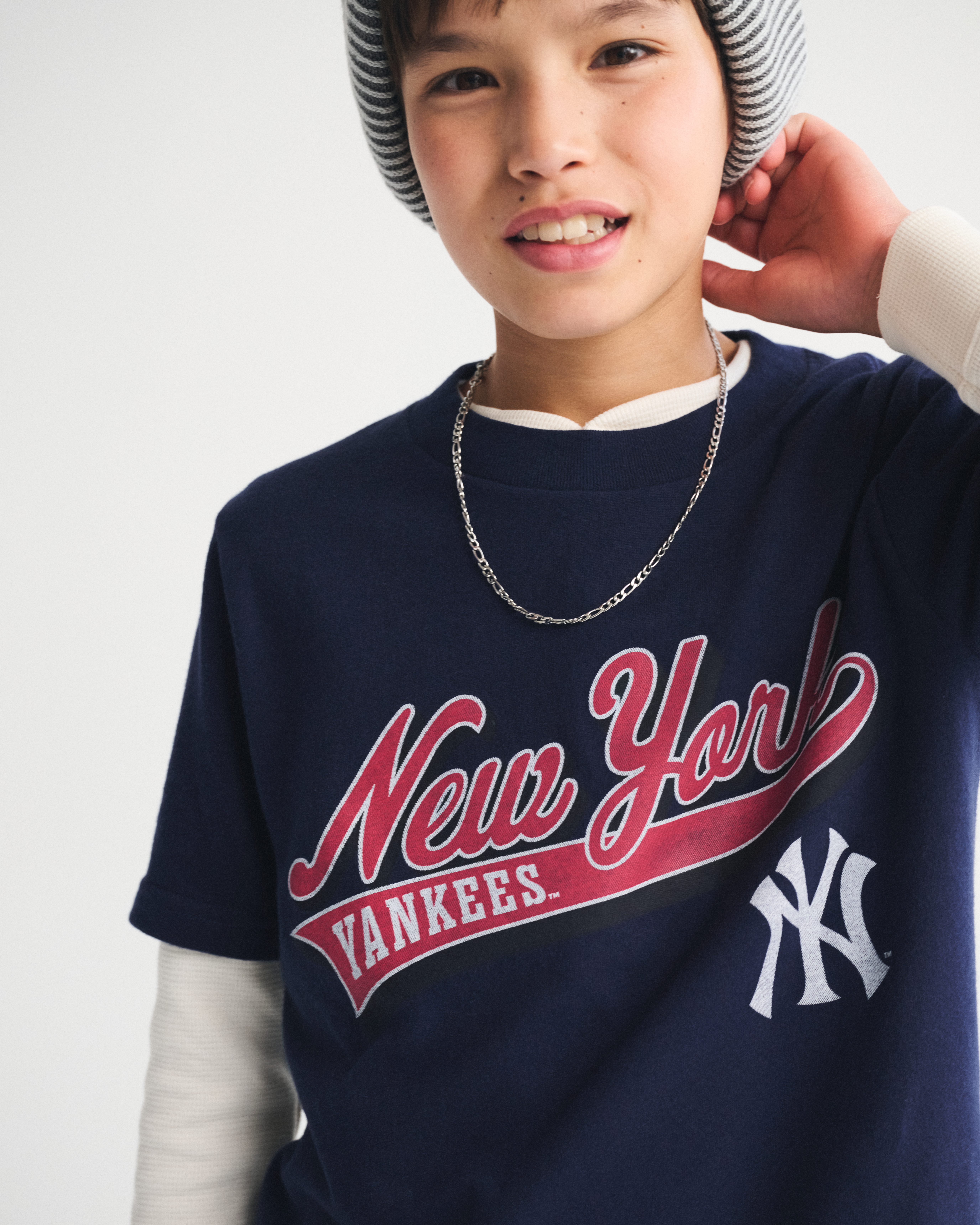Abercrombie & Fitch Kids' New York Yankees Graphic Tee In Blue