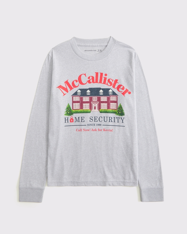 long-sleeve home alone graphic tee, Light Gray view 1