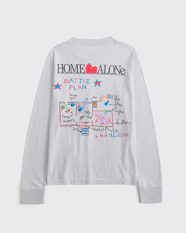 long-sleeve home alone graphic tee, Light Gray view 2