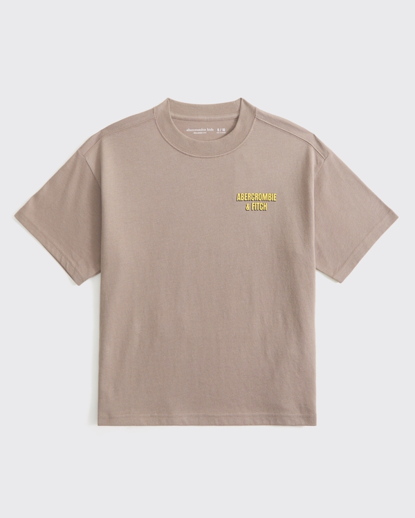 relaxed graphic logo tee, Light Brown view 2