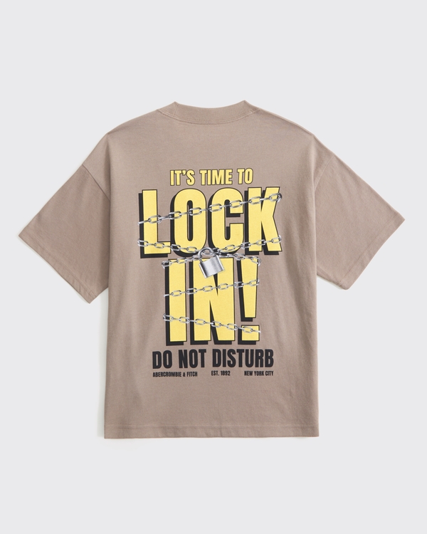 relaxed graphic logo tee, Light Brown view 1