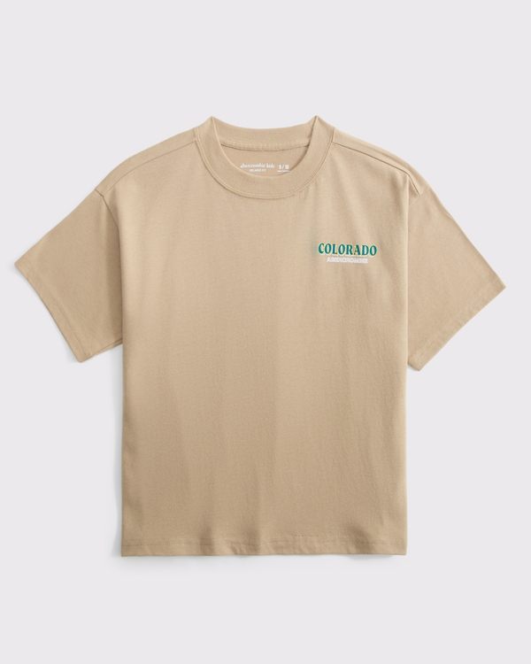 relaxed imagery graphic logo tee, Tan view 2