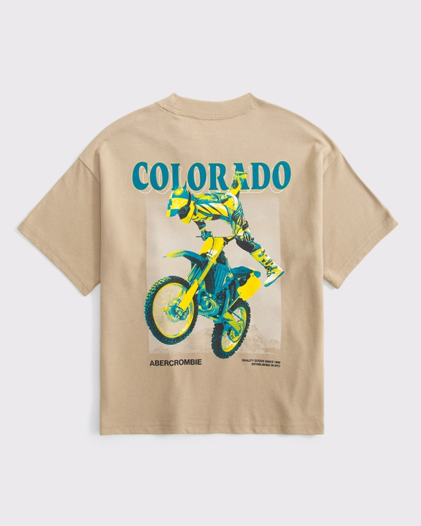 relaxed imagery graphic logo tee, Tan view 1
