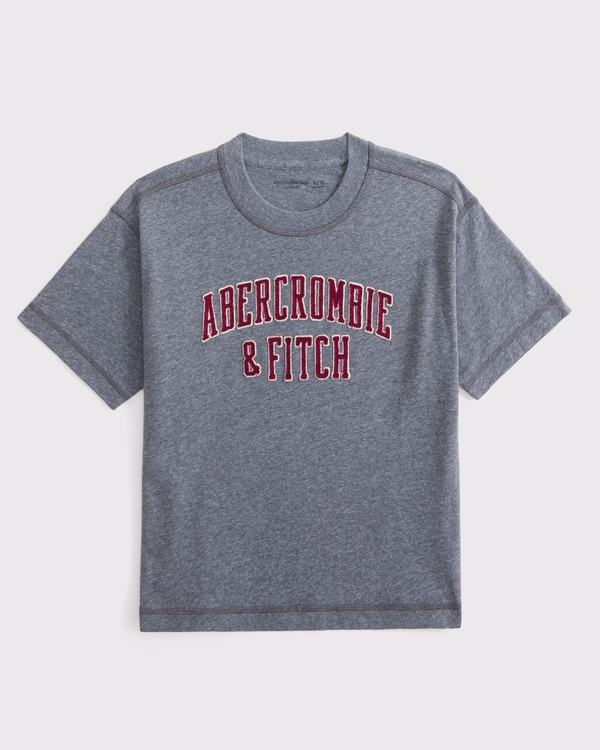 relaxed applique graphic logo tee, Dark Gray view 1