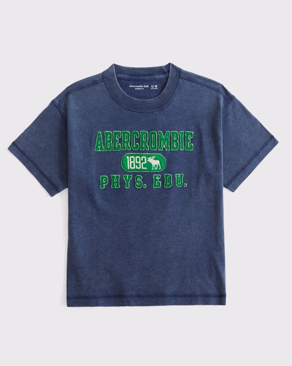 camiseta holgada con aplicación de gráfico de logo, Azul view 1