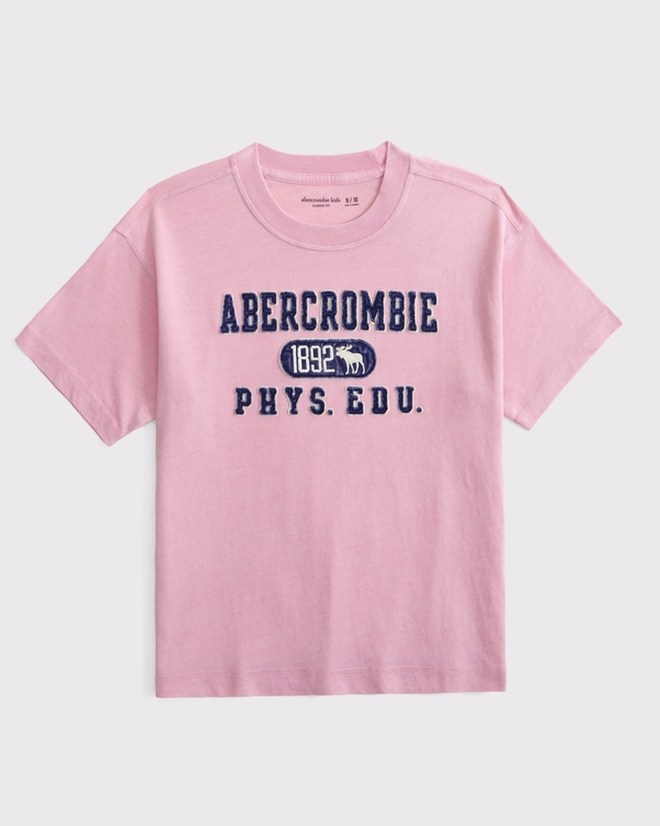 camiseta holgada con aplicación de gráfico de logo, Rosa Suave view 1