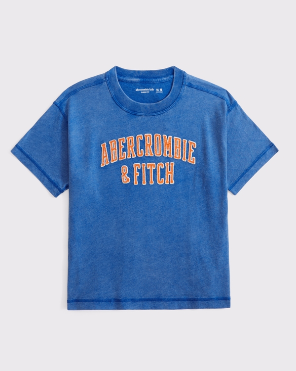 relaxed applique graphic logo tee, True Blue view 1