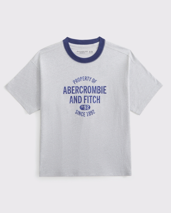 camiseta holgada con gráfico de logo, Dark Grey Flat view 1