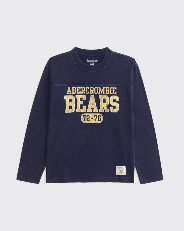 long-sleeve graphic logo tee, Deep Blue view 2