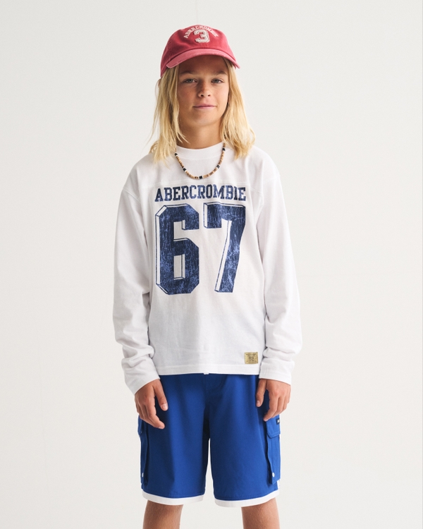 long-sleeve graphic logo tee, White view 1