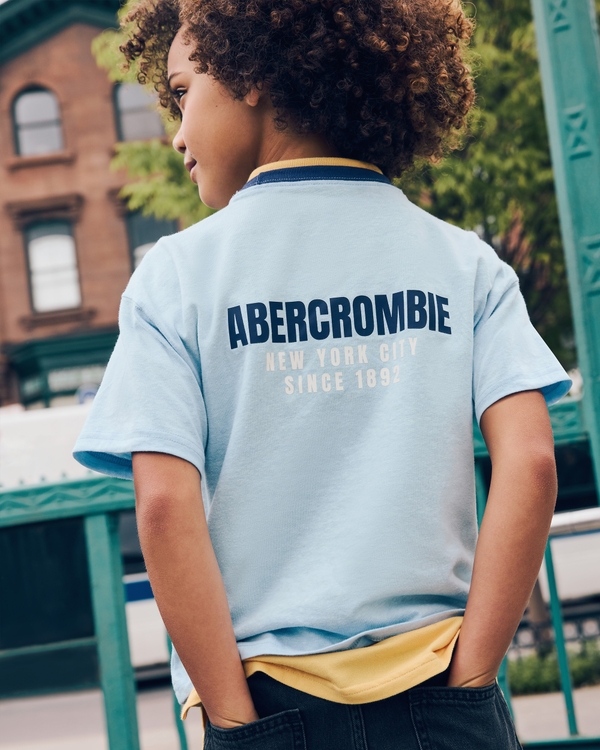 relaxed graphic logo tee, Cerulean Blue view 1
