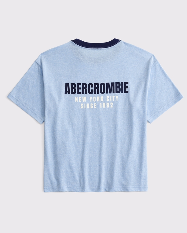 relaxed graphic logo tee, Cerulean Blue view 1