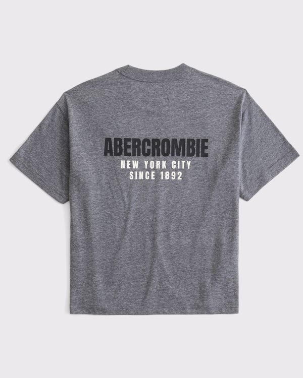 relaxed graphic logo tee, Gray view 1