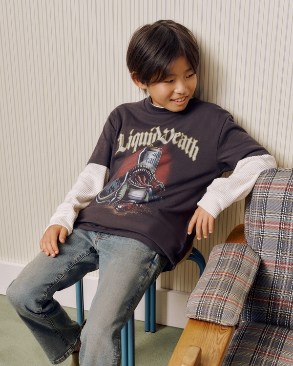 liquid death crew tee, Charcoal view 1