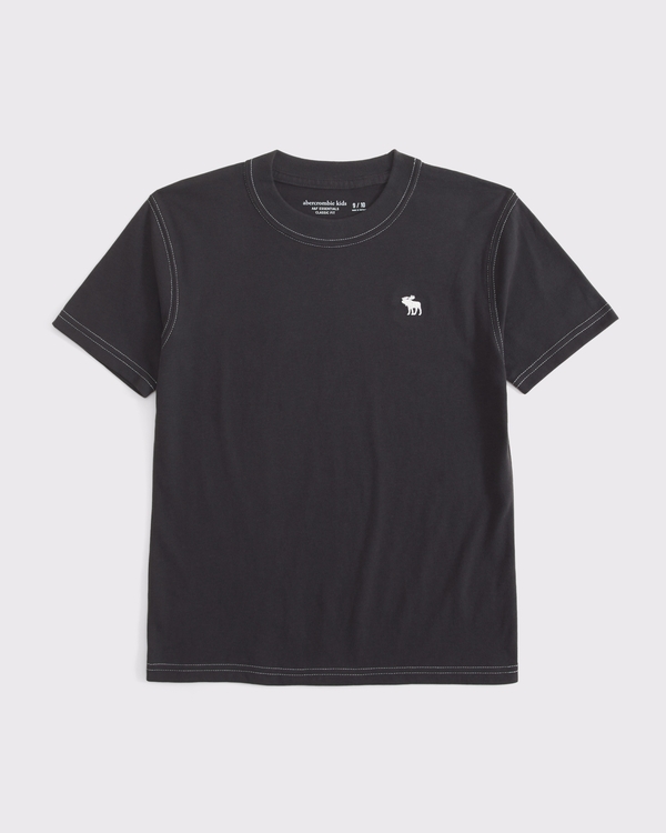 essential icon crew tee, Charcoal view 1