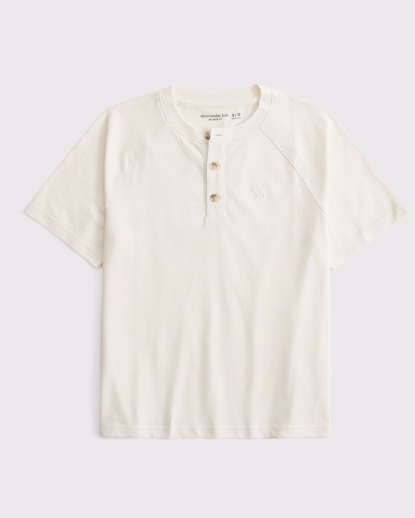 short-sleeve icon henley, Cream view 1
