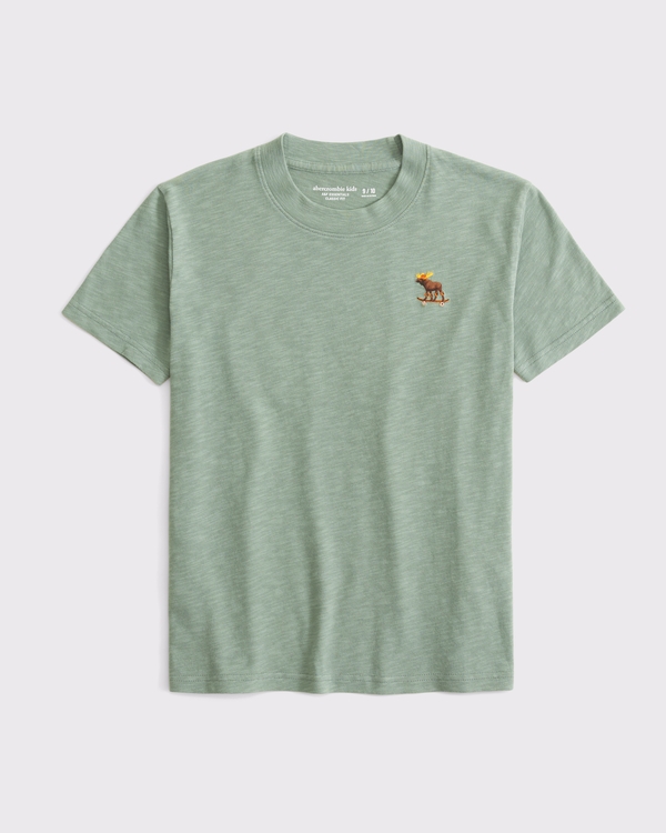 essential icon slub crew tee, Olive view 1
