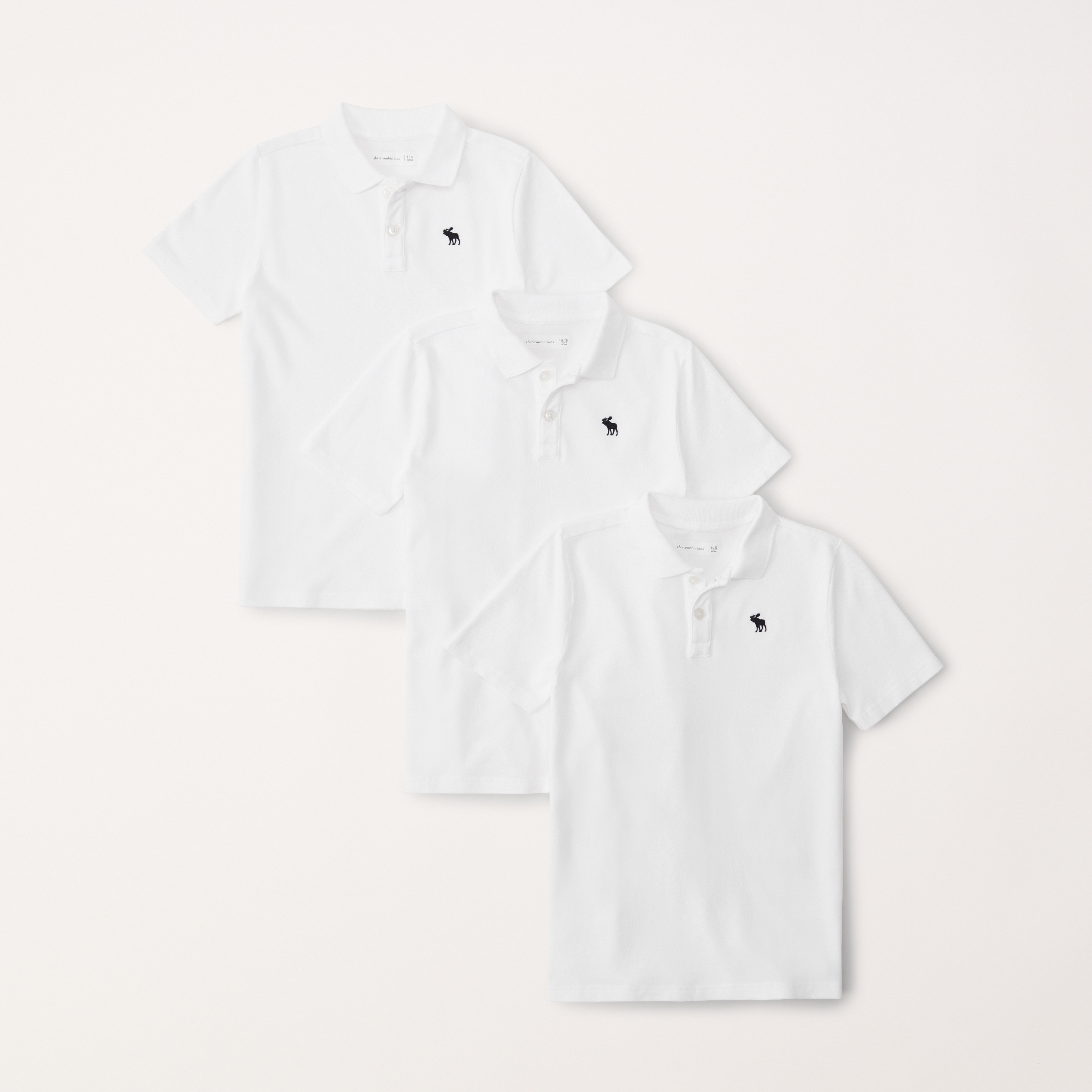 Abercrombie & Fitch Kids' 3-pack Icon Polos In White