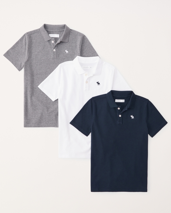 3-pack icon polos, Navy, White, Grey