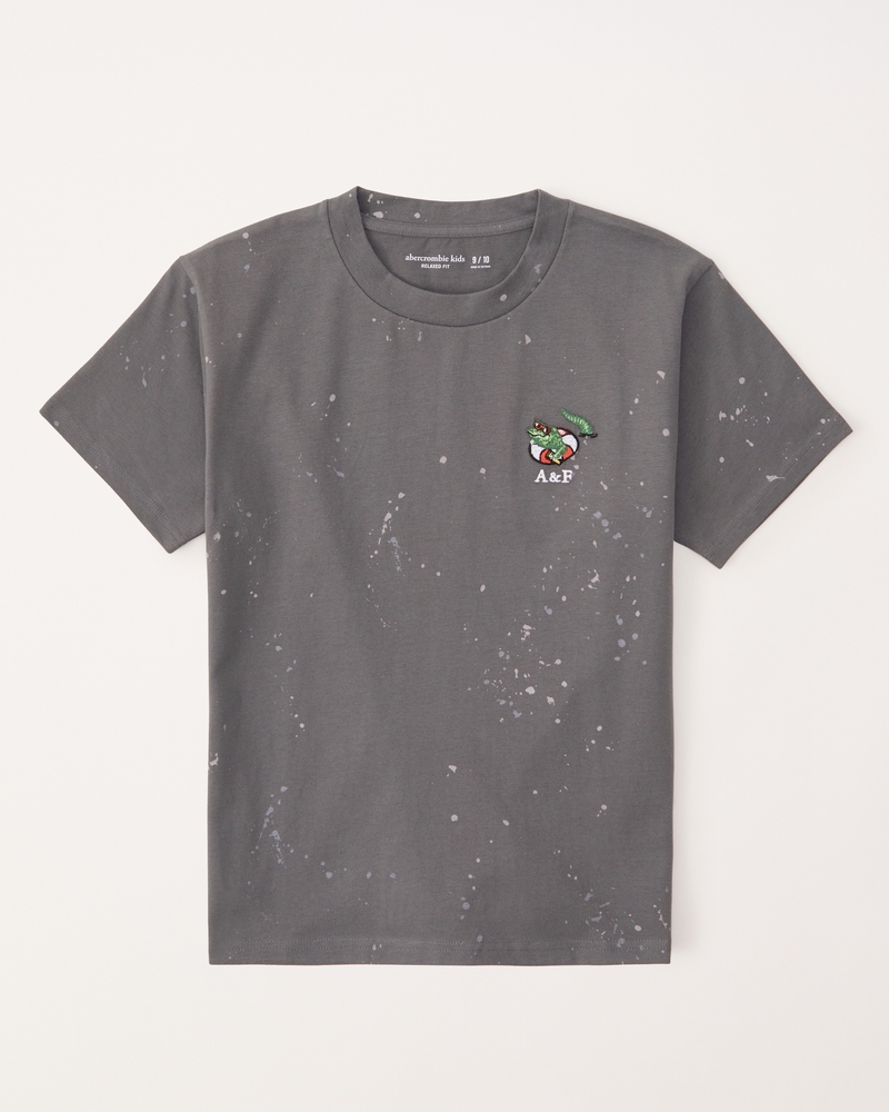 boys embroidered graphic logo tee, boys tops