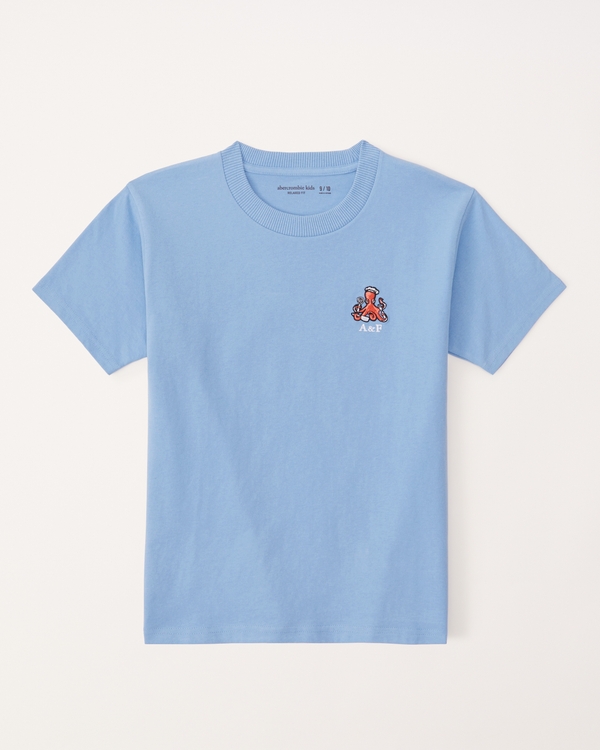 embroidered graphic logo tee, Blue
