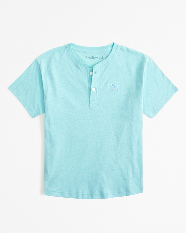 Camiseta henley con ícono básica y holgada, Turquoise