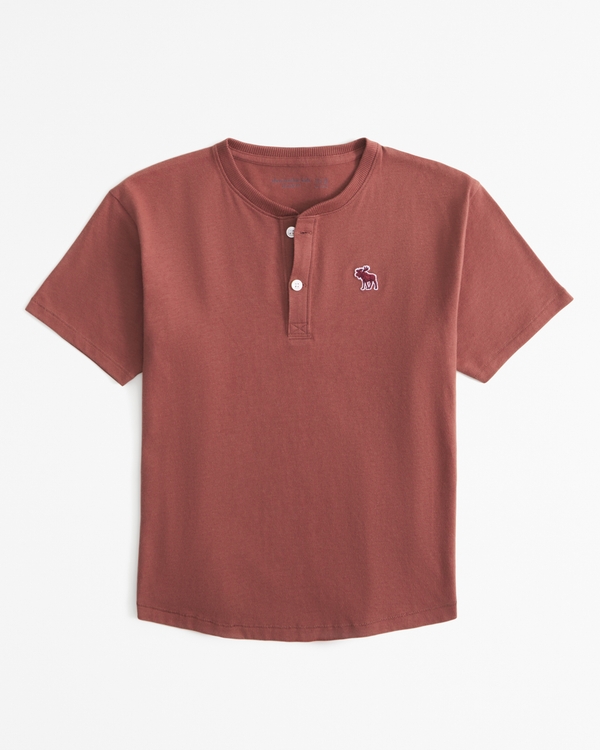 essential relaxed henley icon tee, Red