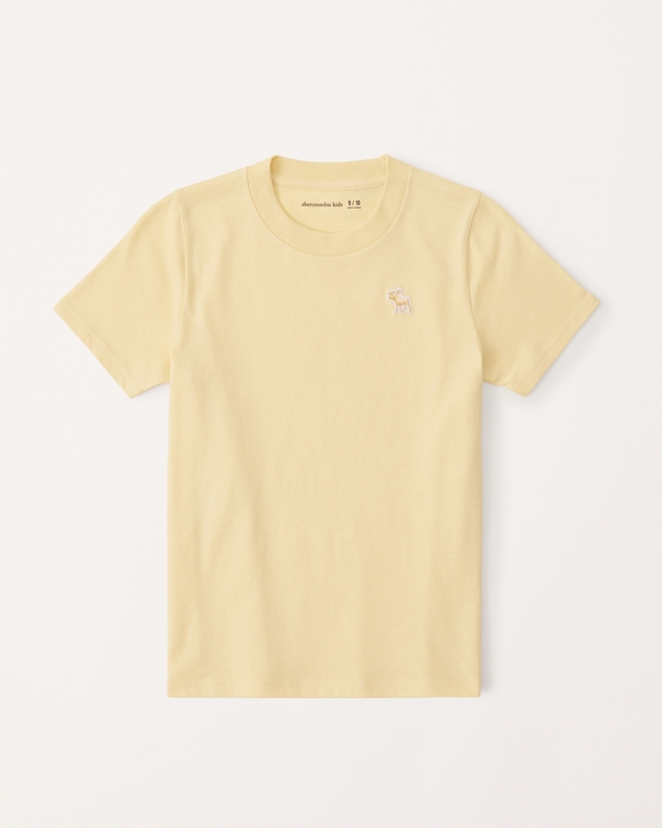 Camiseta básica con ícono y cuello redondo, Yellow