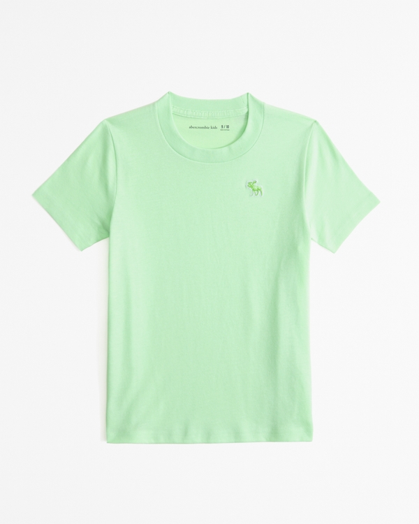 maglietta girocollo essenziale con icona, Green