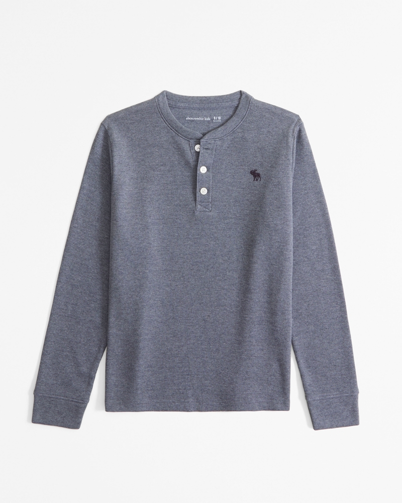 long sleeve icon henley waffle tee