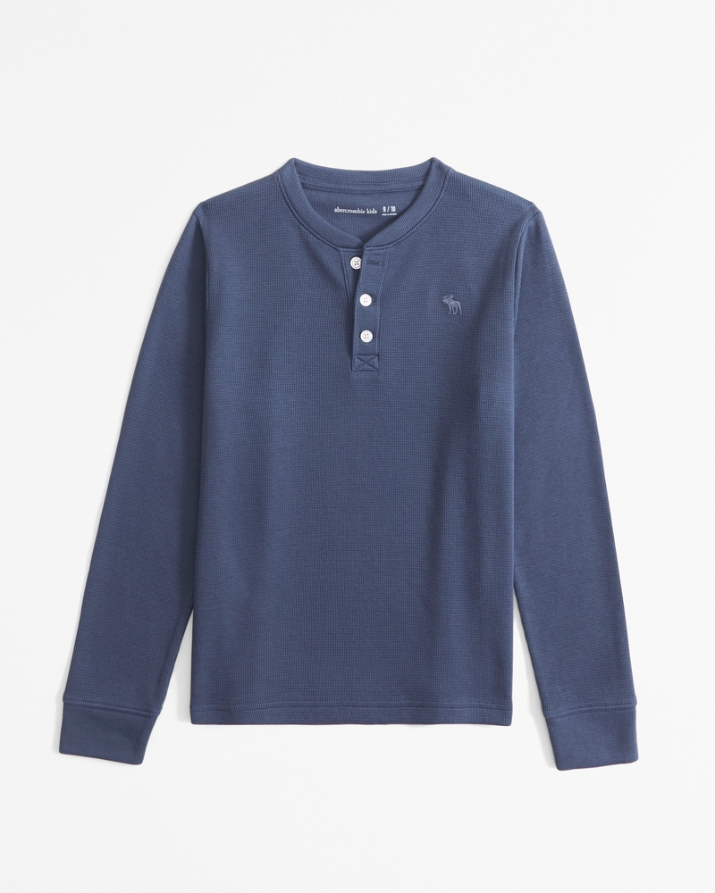 long-sleeve icon henley waffle tee