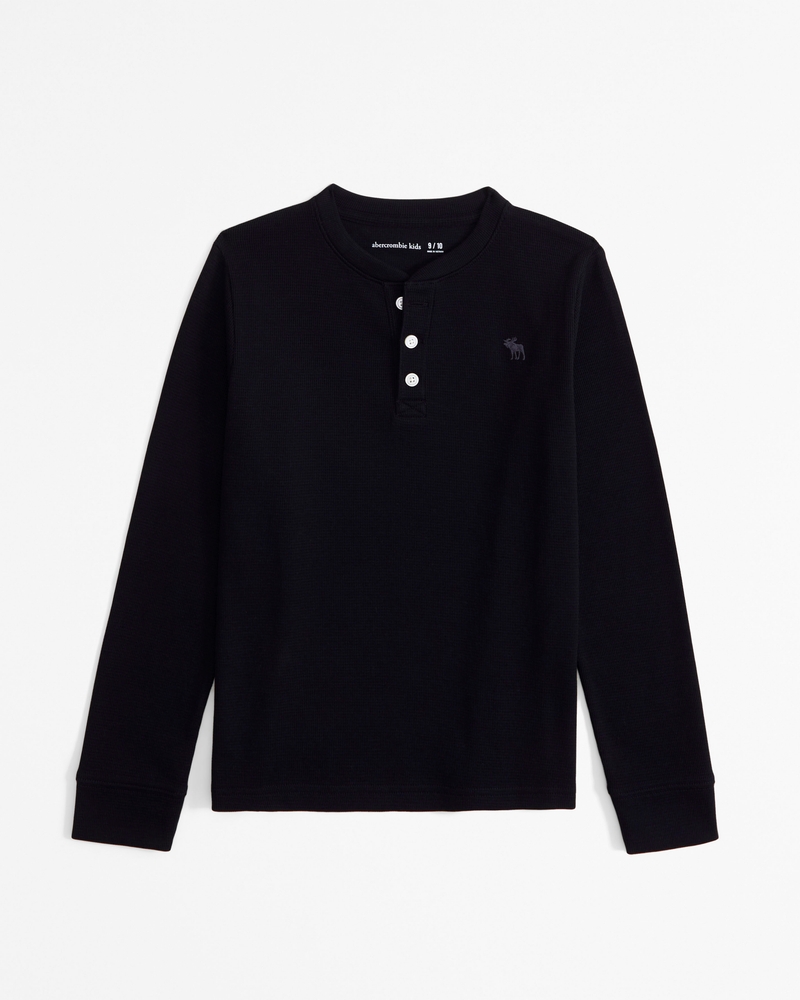 long sleeve icon henley waffle tee