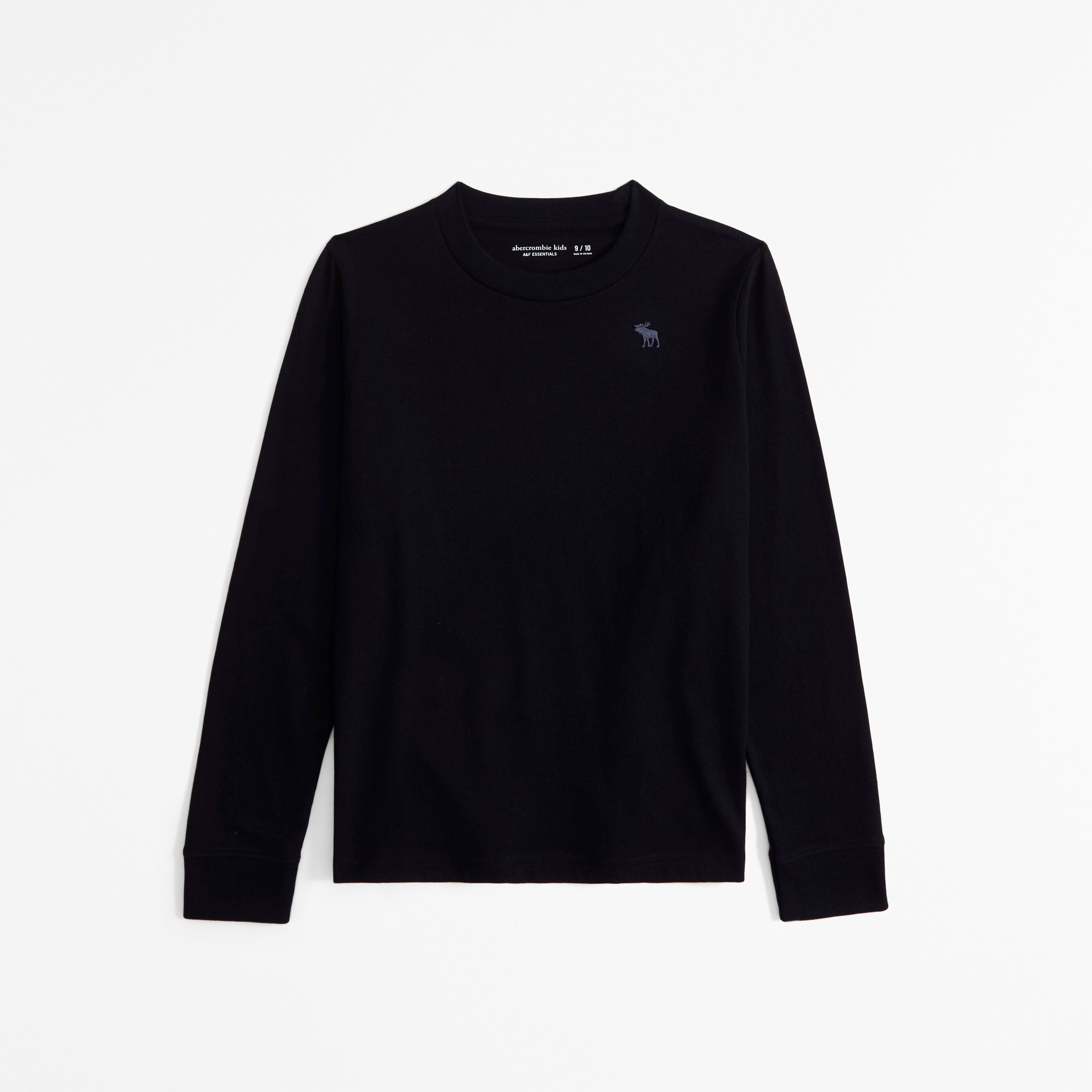 Abercrombie & Fitch Kids' Essential Long-sleeve Icon Crew Tee In Black