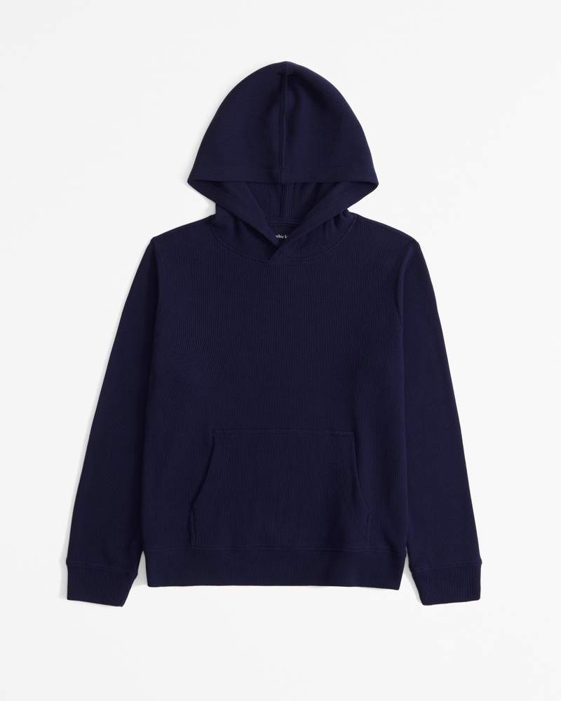 hooded cozy waffle long sleeve tee