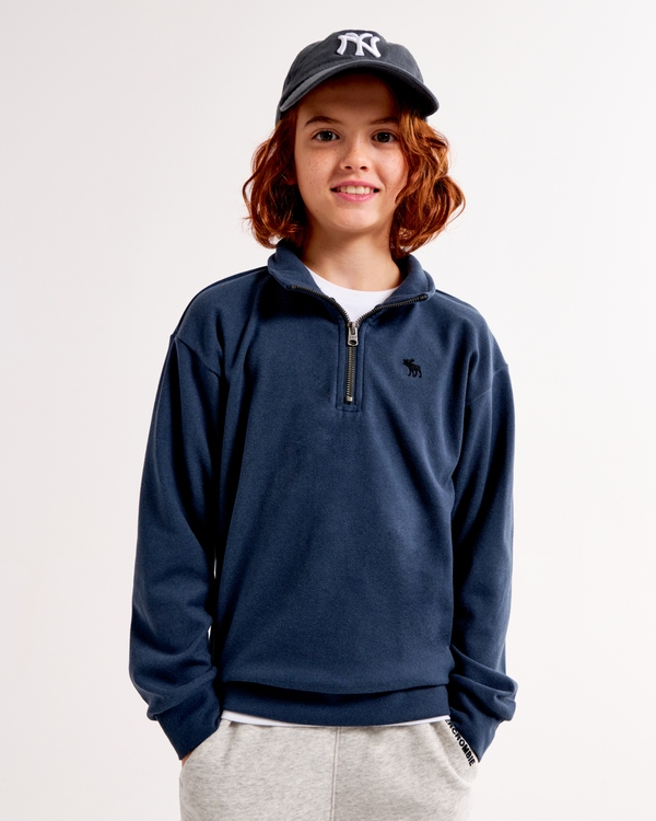 long-sleeve icon quarter-zip, Dark Indigo