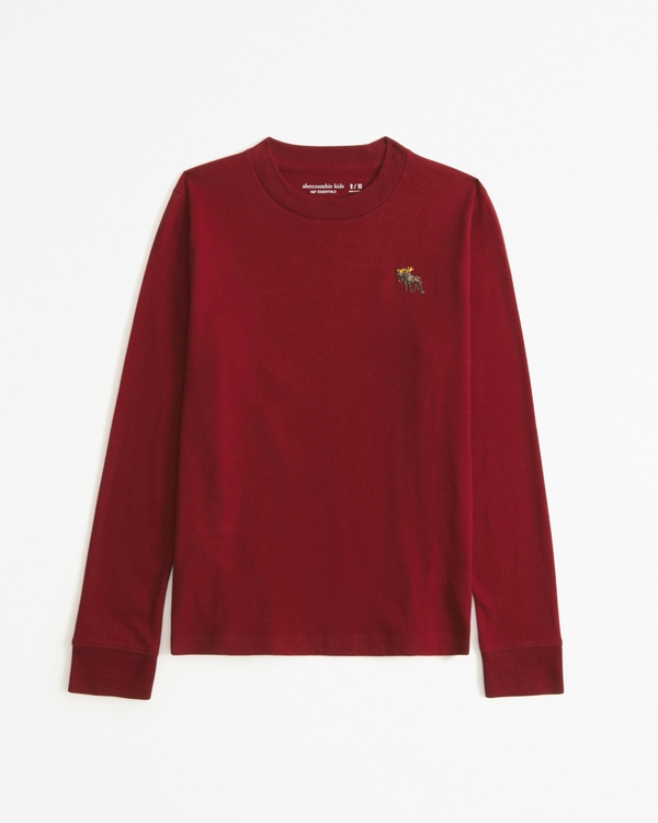 essential long-sleeve icon crew tee, Rich Ruby