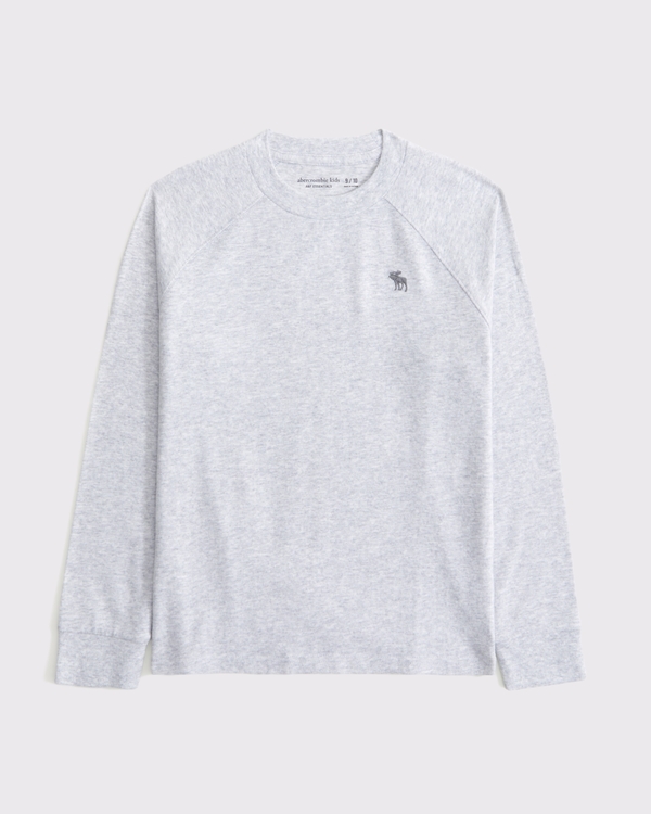 cozy essential long-sleeve icon raglan tee, Light Gray