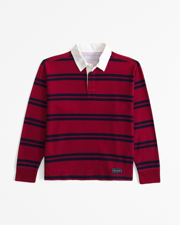 long-sleeve rugby polo, Red Stripe