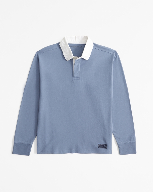 long-sleeve rugby polo, Cool Blue