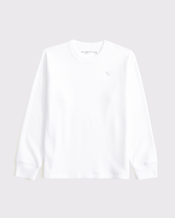 long-sleeve waffle icon tee, White view 1