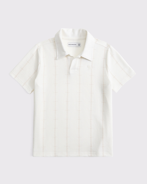 johnny collar icon polo, Cream Pattern view 1