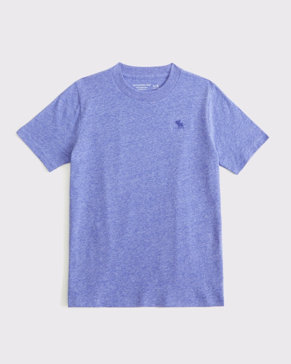 essential icon crew tee, Heather Blue view 1