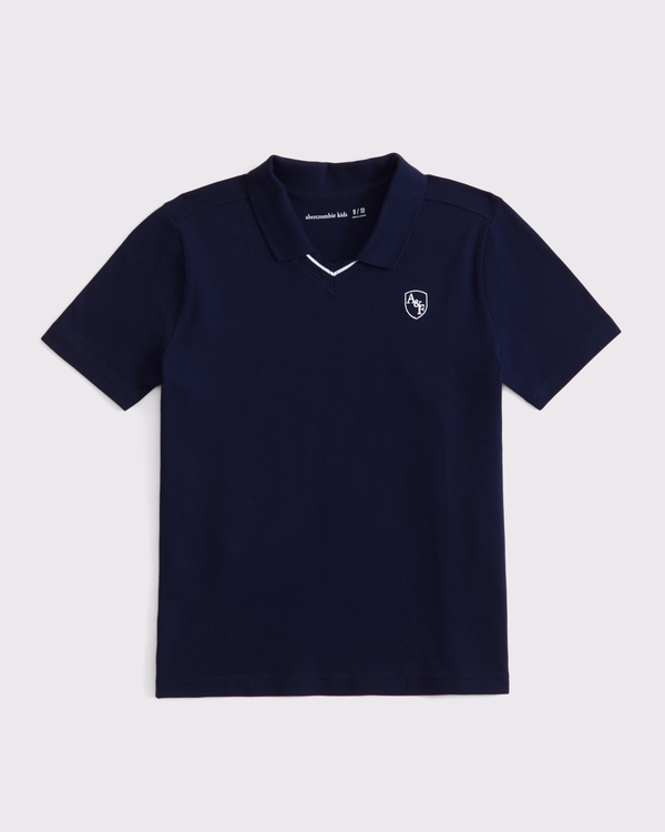logo pique v-neck polo, Navy view 1