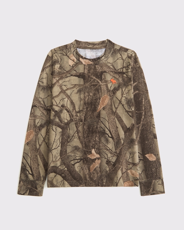 essential long-sleeve icon crew tee, Camo view 1