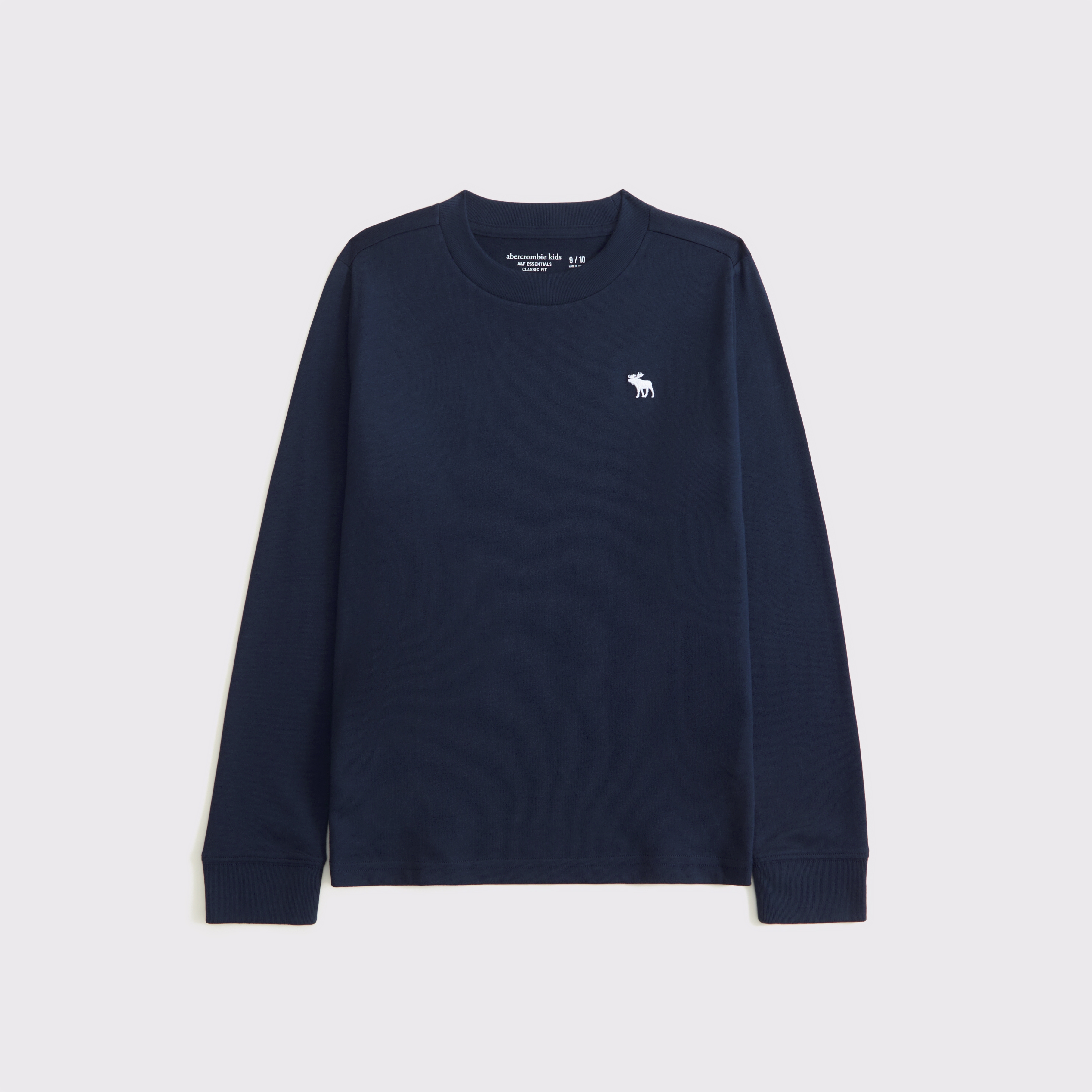 Abercrombie & Fitch Kids' Essential Long-sleeve Icon Crew Tee In Blue