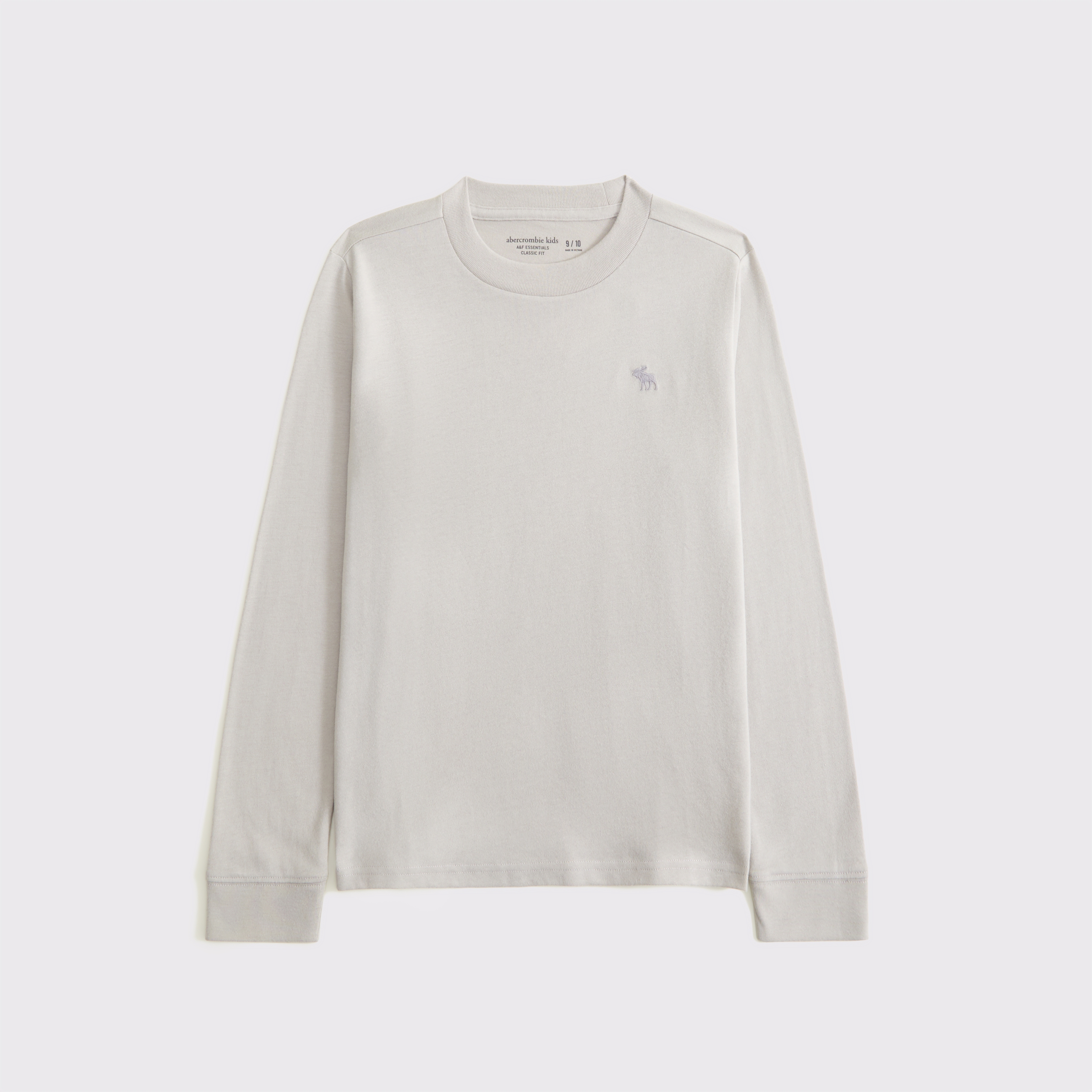 Abercrombie & Fitch Kids' Essential Long-sleeve Icon Crew Tee In Gray