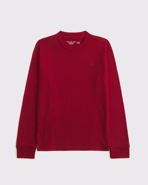 essential long-sleeve icon crew tee, Rich Ruby view 1
