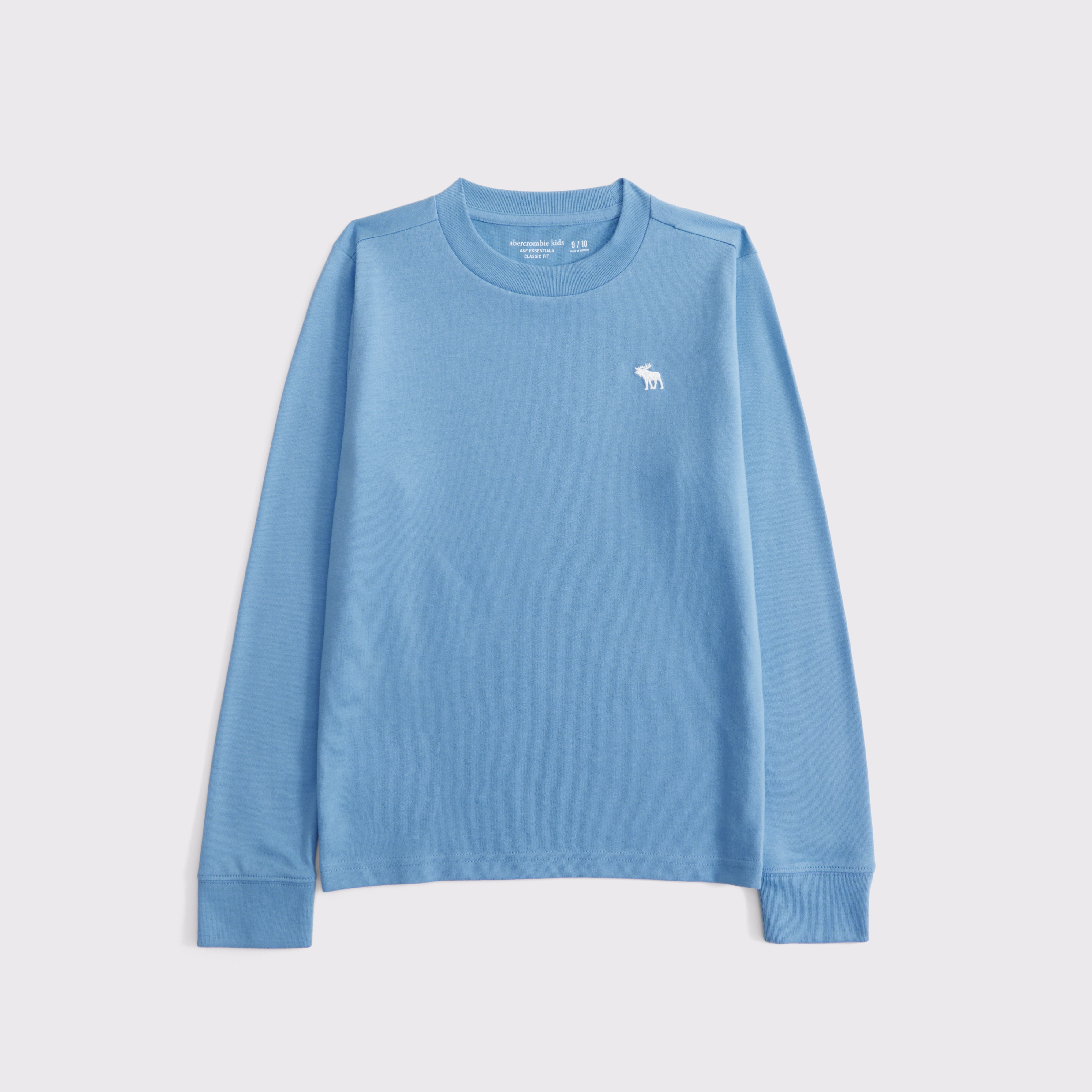 Abercrombie & Fitch Kids' Essential Long-sleeve Icon Crew Tee In Blue